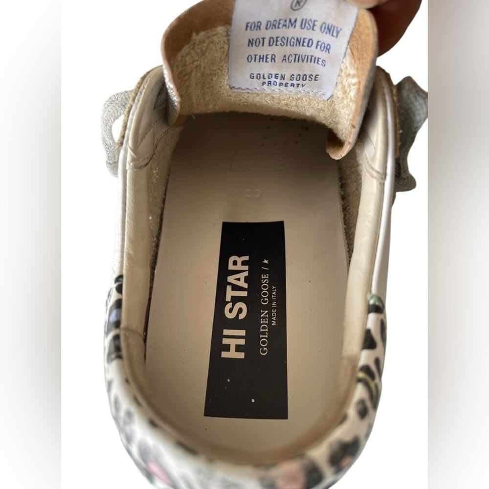 Golden Goose White Sneakers with Pink Star & Leopard Heel - Picture 7 of 10